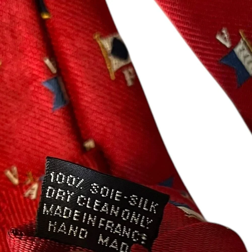 Faconnable Tie 100% Silk Men Necktie Multicolor Flag Red 59